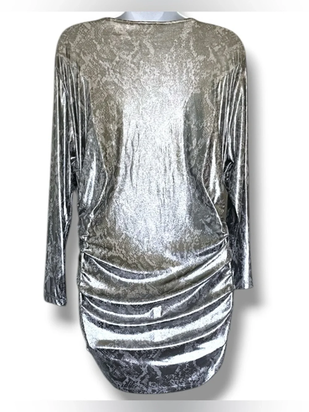 INC International Concepts Metallic Snake Print Ruched Tunic Top XL NWT Stretch - Picture 3 of 8